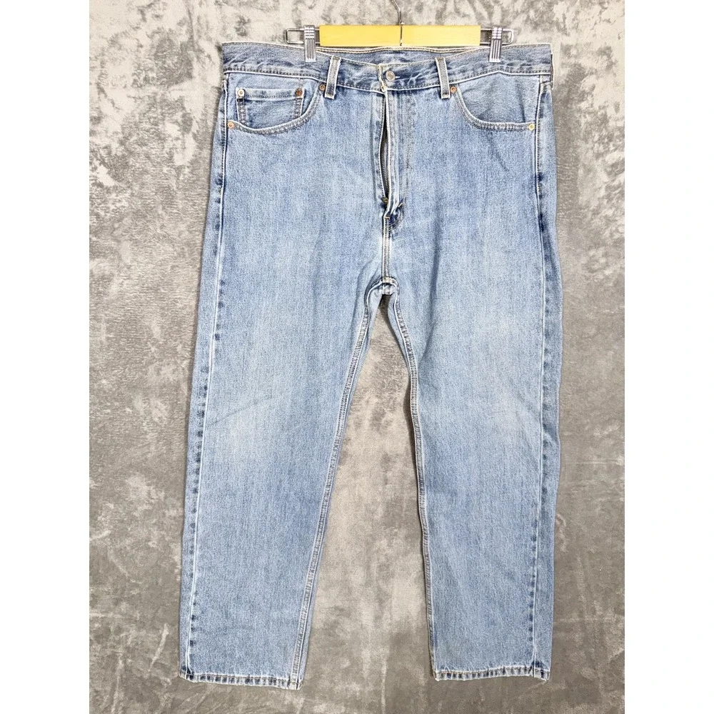 Levis Mens 505 Jeans W38 L30 Light Wash Straight Leg Classic Denim